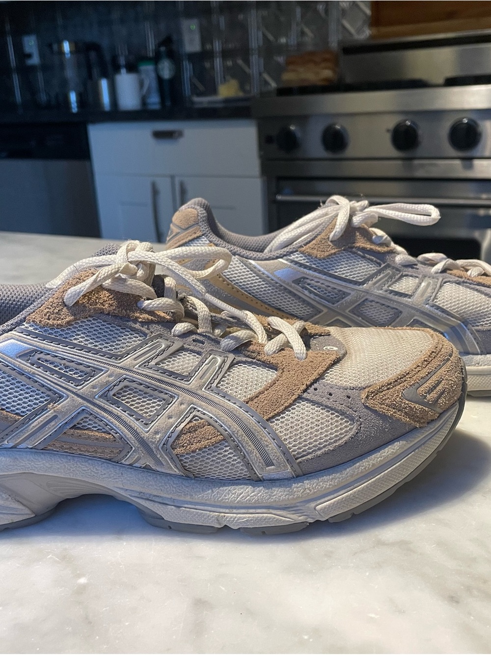 ASICS Women's Athletic Sneakers in Beige and Gray